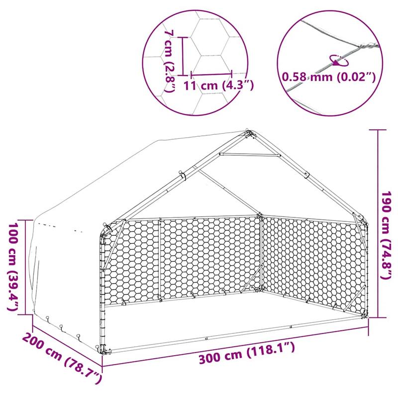 Hondenren – Buitenkennel – Hondenhok – Hondenkooi – Hondenverblijf – Verzinkt Staal – 3x2x1,9 Meter – Robuust en Duurzaam