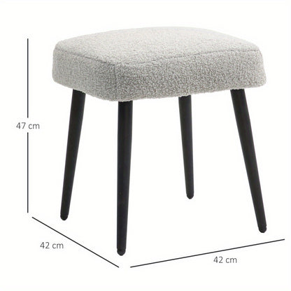 Voetenbankje – Voetensteun – Poef – Zitbankje – Bijzettafel – Cashmere-Look Stof – Gepoedercoat Stalen Poot – Verstelbaar – Lichtgrijs