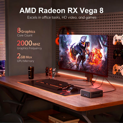 Mini PC – Mini Computer – Desktop PC – Kleine PC – Compacte PC – AMD Ryzen 7 5825U – 32GB DDR4 RAM – 512GB M.2 SSD – Triple 4K Scherm Ondersteuning – WiFi 6 & USB Type-C
