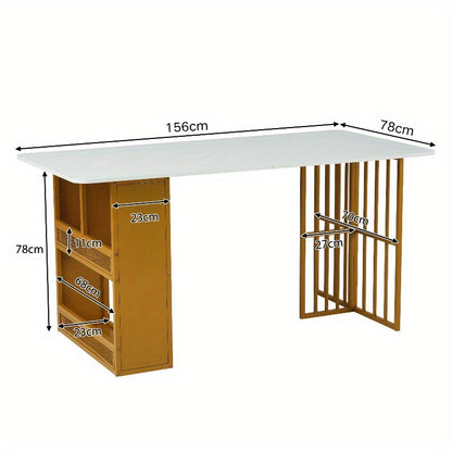 2-delige Buitentafel Set – Koffietafel – Bijzettafel – Tuinset – Patio Meubels – Stalen Frame – Marmerlook Tafelblad – Weerbestendig – Modern Geometrisch Design