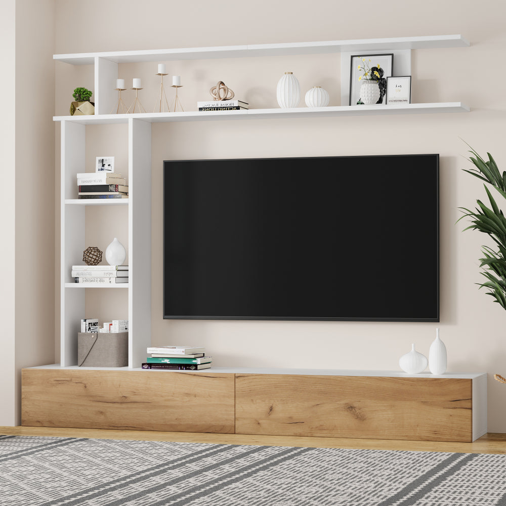 tv meubel – tv kast – tv dressoir – wandmeubel – mediameubel – multifunctionele meubelset – 180x35x22,5 cm – natuurlijke lichte kleur