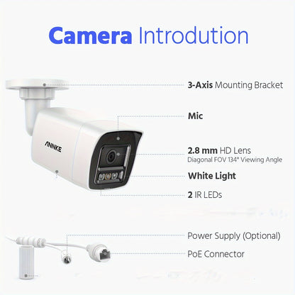 Beveiligingscamera – Bewakingscamera – Buitencamera – IP Camera – Camerabewaking – 12MP Resolutie – Kleurennachtzicht met Dubbele Verlichting