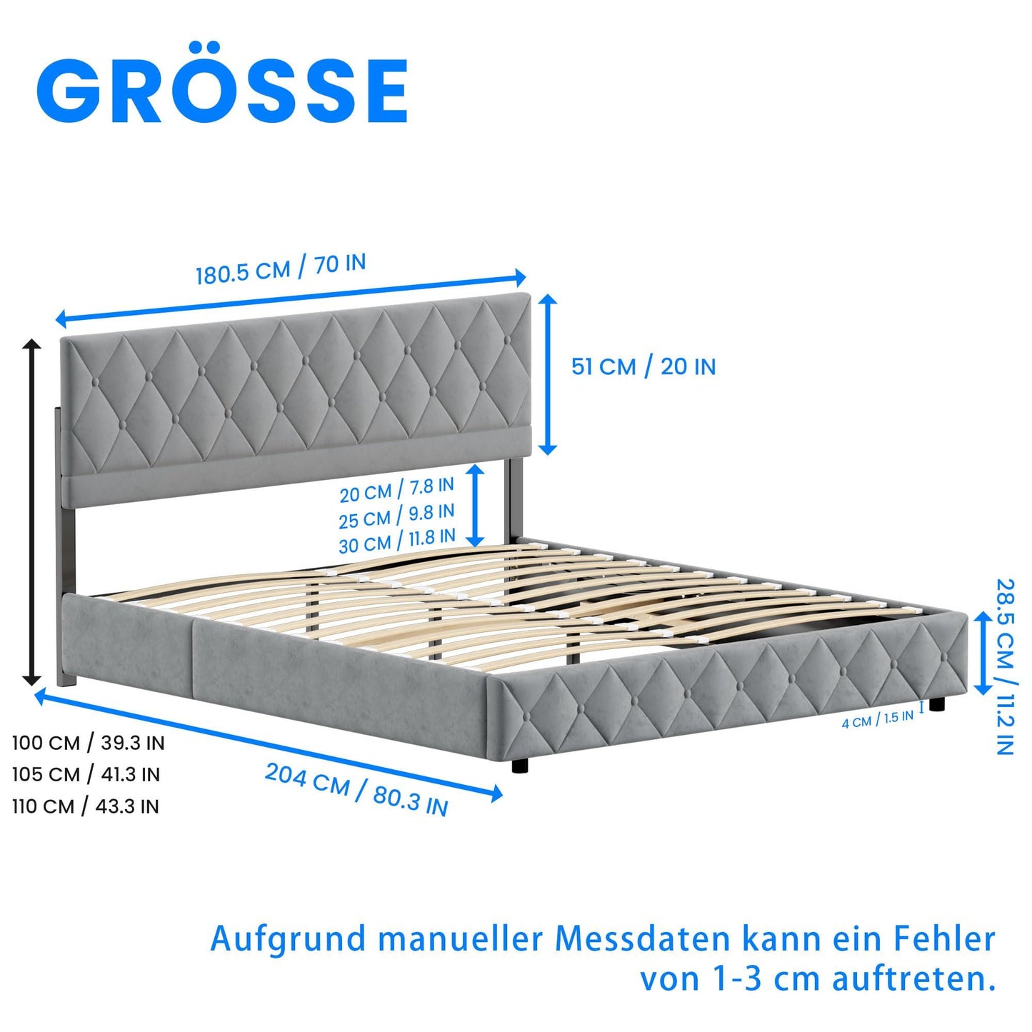 Bedboxspring – Boxspringbed – Gestoffeerd Bed – Tweepersoonsbed – Boxspringbed Met Opbergruimte – 180x200 cm – Hydraulische Lift – Luxe Lichtgrijze Velvet