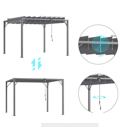 Pergola – Tuinoverkapping – Zonwering – Terrasoverkapping – Buitenkamer – Aluminium Frame – Verstelbare Lamellen – 3x3 Meter – Grijs