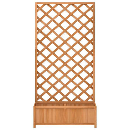 Houten Plantenbak – Bloembak – Tuinbak – Bloempot – Plantenbak Met Trellis – Massief Vurenhout – Rustieke Bruine Afwerking – Compact & Duurzaam
