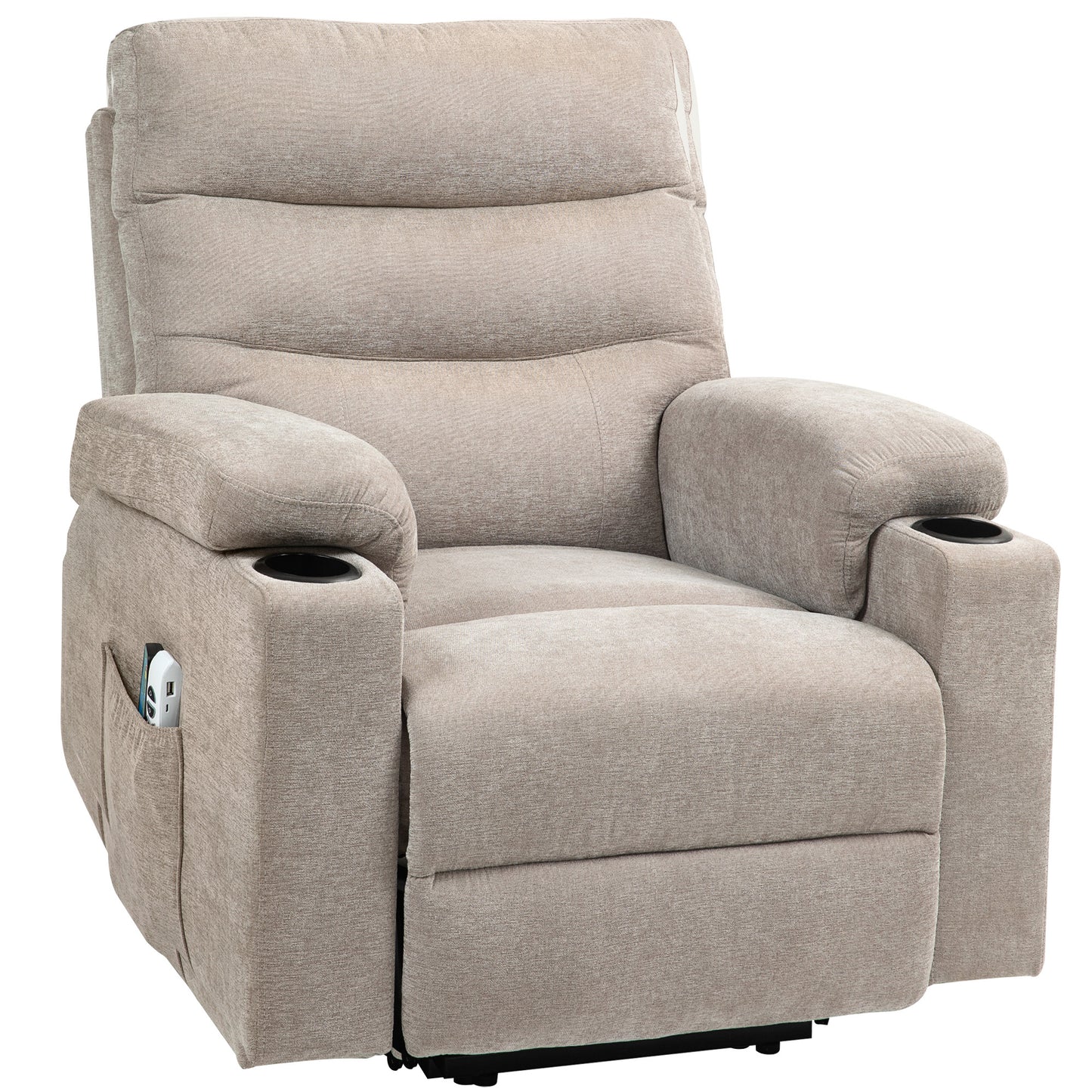 Massagestoel – Elektrische Relaxstoel – Massagefauteuil – Massagestoel met Liftfunctie – Elektrische Massagestoel Lichtbruin – 8 Vibratiepunten – 2 Afstandsbedieningen