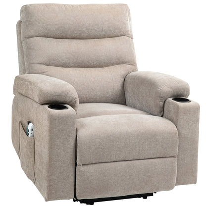 Massagestoel – Elektrische Relaxstoel – Massagefauteuil – Massagestoel met Liftfunctie – Elektrische Massagestoel Lichtbruin – 8 Vibratiepunten – 2 Afstandsbedieningen