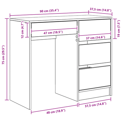 Bureau – Computertafel – Bureautafel – Werktafel – Schrijftafel – Wit Design – MDF & Hardhout – Met Lades en Opbergruimte