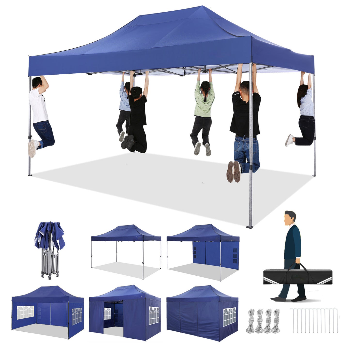 Partytent – Outdoor Tent – Tuin Overkapping – Marktkraam Tent – 3x4,5 Meter – Aluminium Frame – Afneembare Zijkanten