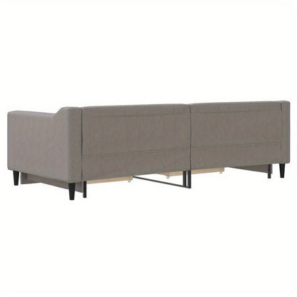 Slaapbank – Bedbank – Sleeperbank – Bedbank Met Lade – Uitklapbare Sofa – Taupe – 90x200 cm – Duurzaam Hardhouten Frame – Comfortabele Button-Tufted Bekleding