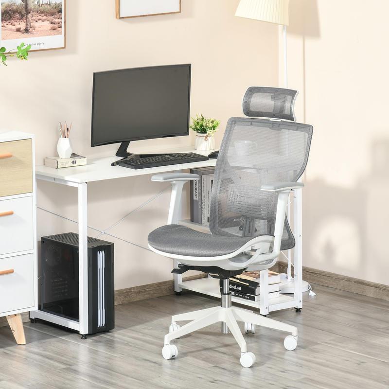 Ergonomische Bureaustoel – Kantoostoel – Werkstoel – Gamestoel – Computestoel – Verstelbare Lendesteun en Hoofdsteun – Ademend Mesh Met Metaal Frame