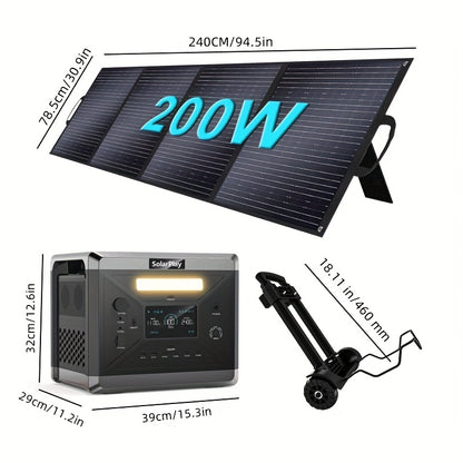 Mobiele Stroomgenerator – Noodstroomaggregaat – Power Station – Draagbare Generator – Zonne-energiegenerator – 2400W Met Trolley – 200W Zonnepanelen – Snelladen In 1,5 Uur – 2160Wh Accucapaciteit