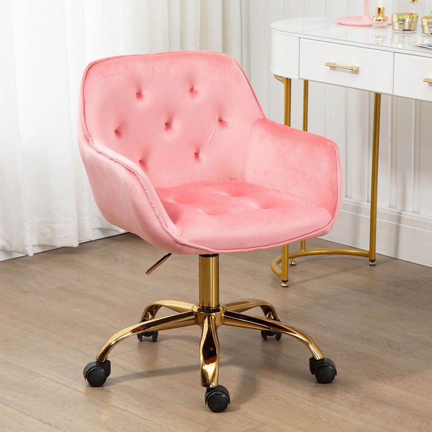 Bureaustoel – Bureaustoel Met Wieltjes – Bureau Stoel – Gamingstoel – Kantoorstoel – Ergonomisch Design – Verstelbare Hoogte – Velvet Bekleding – Houten Frame