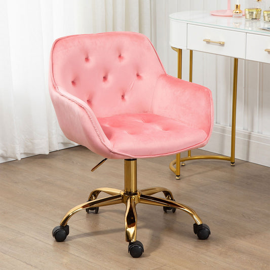 Bureaustoel – Bureaustoel Met Wieltjes – Bureau Stoel – Gamingstoel – Kantoorstoel – Ergonomisch Design – Verstelbare Hoogte – Velvet Bekleding – Houten Frame
