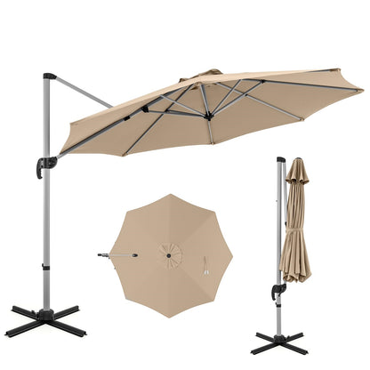 Zonneparasol – Tuinparasol – Terrasparasol – Marktparasol – Balkonparasol – Ø 330 cm – 360° Draaibaar Met Knikmechanisme – UPF 50+ Bescherming – Beige