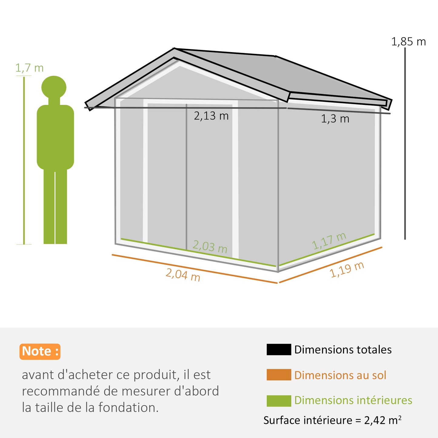 Tuinschuur – Berging – Tuinhuis – Tuinopslag – Gereedschapsberging – Metalen Tuinschuur – 2,5 m² Opbergruimte – Gegalvaniseerd Staal Met Ventilatie
