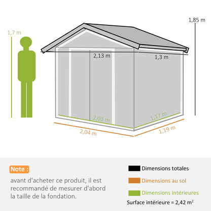 Tuinschuur – Berging – Tuinhuis – Tuinopslag – Gereedschapsberging – Metalen Tuinschuur – 2,5 m² Opbergruimte – Gegalvaniseerd Staal Met Ventilatie