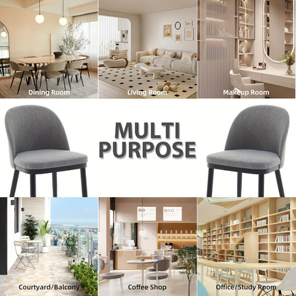 Set van 2 Eetkamerstoelen – Moderne Stoelen – Design Stoelen – Keukenstoelen – Stoel Zonder Armleuning – Hoog Rugleuning Design – MDF Met Houten Poten – Comfortabele Gevoerde Zitting Grijs