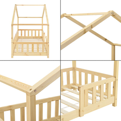Kinderbed – Kinderbedden – Bedhuisje – Kinderbed Frame – Kinderbed 120x200cm – Valbeveiliging – Massief Dennenhout