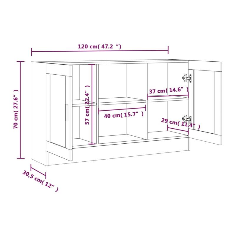 Simple Sideboard, Spacious Storage Cabinet with Display Shelf, Suitable for Kitchen, Living Room, Stylish Furniture, Offers Additional Storage Space and Home Decor, Ensures Safety. Display Cabinet 120x30.5x70 cm, Treated Wood