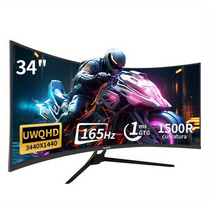 34 Inch Curved Monitor – Ultrawide Beeldscherm – Gaming Monitor – PC Monitor – Werk Monitor – UWQHD 3440x1440 – 165Hz Verversingssnelheid