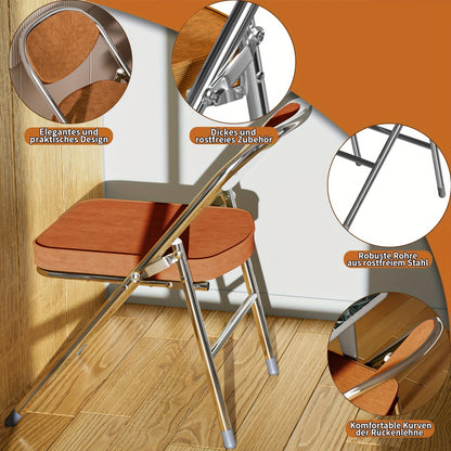 Four-Pack Suede Visitor Chair, 5 Cm Thick Sponge, Suitable for Office, Visitor Room, Lecture Room, Dining Room, Storage, Maximum Load-Bearing 175 Kg, Orange.