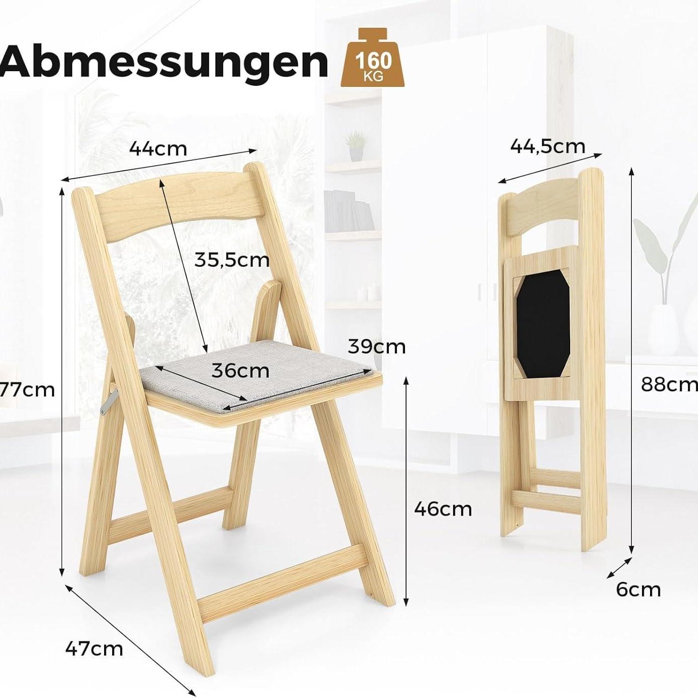 2-Delige Eetkamerstoelenset – Inklapbare Stoelen – Keukenstoelen – Klapstoelen – Bijeenkomststoelen – Rubberhouten Poten – Comfortabele Schuimzitting