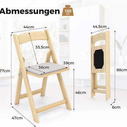 2-Delige Eetkamerstoelenset – Inklapbare Stoelen – Keukenstoelen – Klapstoelen – Bijeenkomststoelen – Rubberhouten Poten – Comfortabele Schuimzitting