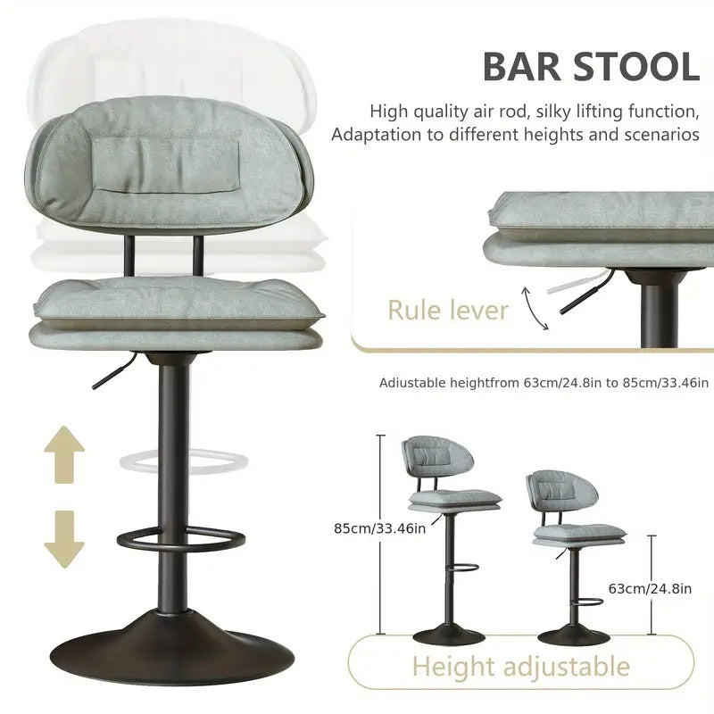 Barkrukken – Barstoelen – Barkrukken Set – Barstoelen Met Rugleuning – Keukenstoelen – Ergonomisch Ontwerp – Hoogte Verstelbaar Met Kunstleren Bekleding