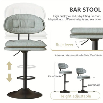 Barkrukken – Barstoelen – Barkrukken Set – Barstoelen Met Rugleuning – Keukenstoelen – Ergonomisch Ontwerp – Hoogte Verstelbaar Met Kunstleren Bekleding