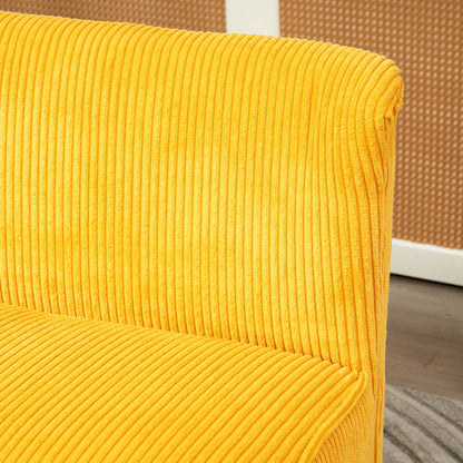 2-zits bank – tweezitsbank – loveseat – zitbank – sofa – Scandinavisch design – massief houten frame – draagkracht 150 kg – afmeting 117x56,5x77 cm – gele kleur