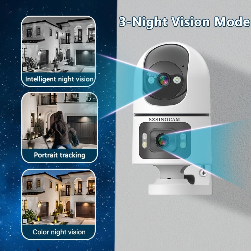 Bewakingscamera – Beveiligingscamera – IP Camera – Buitencamera – Huisbeveiliging – Draadloos met Dual Lens – Nachtzicht met Auto Tracking
