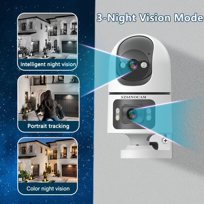 Bewakingscamera – Beveiligingscamera – IP Camera – Buitencamera – Huisbeveiliging – Draadloos met Dual Lens – Nachtzicht met Auto Tracking