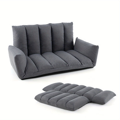Vloersofa – Vloerstoel – Slaapbank – Loungefauteuil – Relaxstoel – 5-standen Verstelbare Rugleuning – Stevig Metalen Frame – Grijs