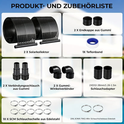 Zonnecollector Zwembad – Zwembadverwarmer – Solar Verwarming – Zwembadverwarming – Zwembad Warmtecollector – 600x75 cm – UV-bestendig PE-Materiaal – Geschikt Voor Zwembaden Tot 24.000 Liter