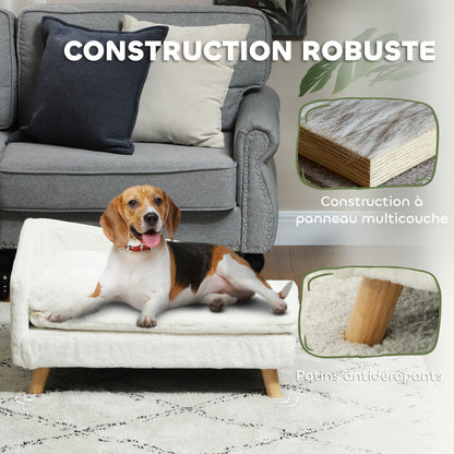 Hondenbank – Kattenbank – Huisdierenbed – Dierenbank – Zacht Kussen – Verwijderbare Wasbare Hoezen – Verhoogd Ontwerp – Polyester Met Katoenen Vulling – Creme – 70 x 42,5 x 38,5 cm – Geschikt Tot 15 kg