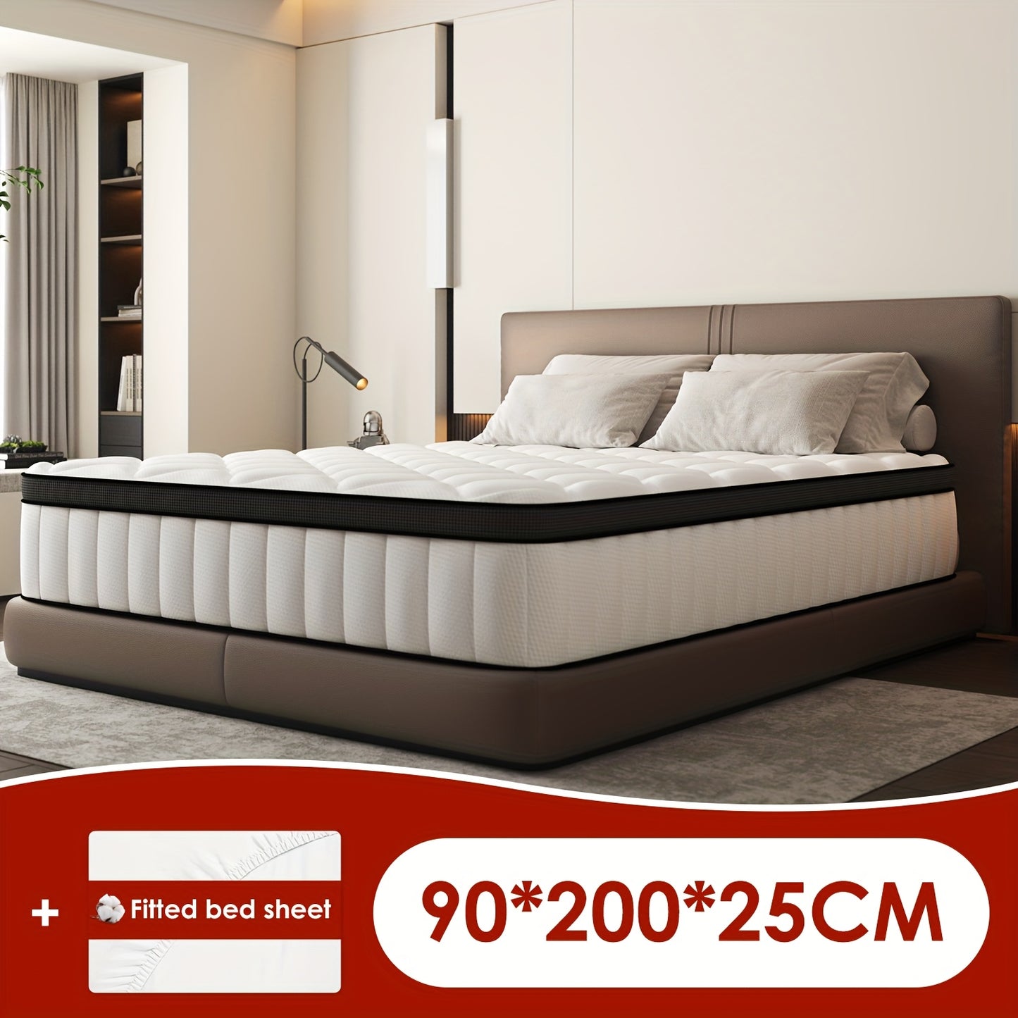 Matras – Slaapmatras – Pocketveringmatras – Eenpersoonsmatras – Orthopedisch matras – 90x200 cm – 7-zone pocketvering – Hypoallergeen en Ademend