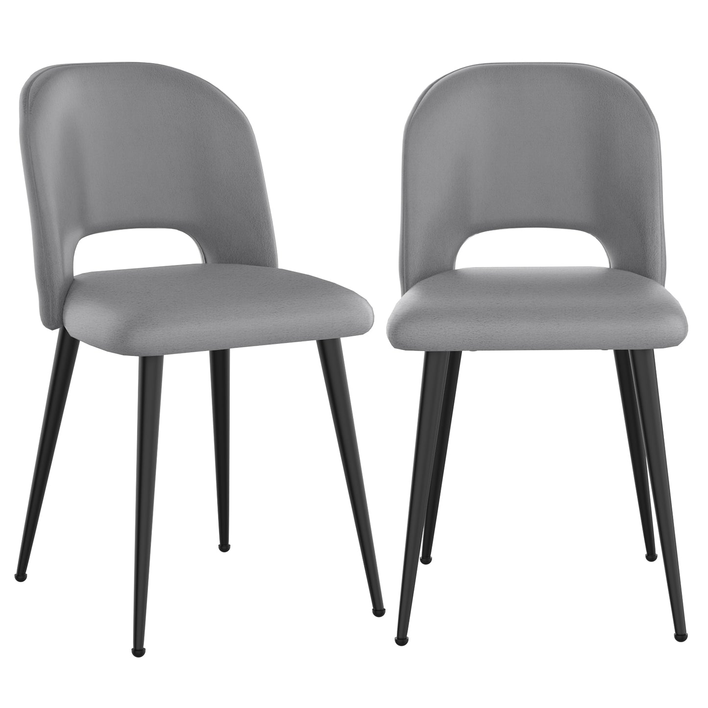 Eetkamerstoel – Stoel – Dining Chair – Keukenstoel – Dining Room Chair – Grijs Fluwelen Bekleding – Ergonomisch Ontwerp – 48x45x85 cm Compact Formaat