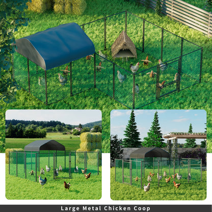 Kippenhok – Kipren – Kippenren – Kippenkooi – Kippenverblijf – Verzinkt Metaal – UV- en Waterdichte Oxfordhoes – Veilig Sluitingssysteem – 393 x 312 x 156 cm