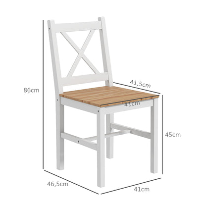 Eetkamerstoelen – Keukenstoelen – Stoelen – Landelijke Stoelen – Houten Stoelen – Set Van 4 – Massief Grenenhout – Hoge Rugleuning Ergonomisch