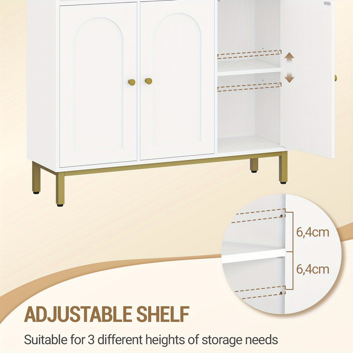 Sideboard – Opbergkast – Keukenkast – Woonkamerkast – Dressoir – 3 Deuren Met Verstelbare Planken – Compact Wit Design 30x100x80,5 cm