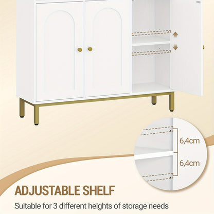 Sideboard – Opbergkast – Keukenkast – Woonkamerkast – Dressoir – 3 Deuren Met Verstelbare Planken – Compact Wit Design 30x100x80,5 cm