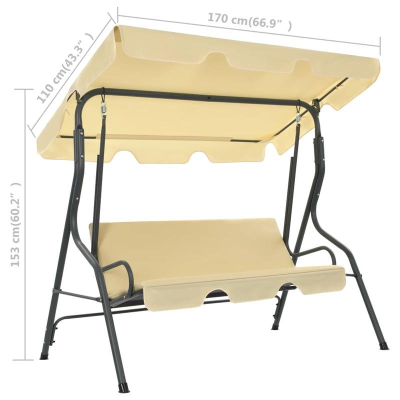 Schommelstoel – Schommelbank – Tuinbank – Schommelmeubel – Hangstoel – Off-White Kleur – 170x110x153 cm Groot – Comfortabele Wiegbeweging