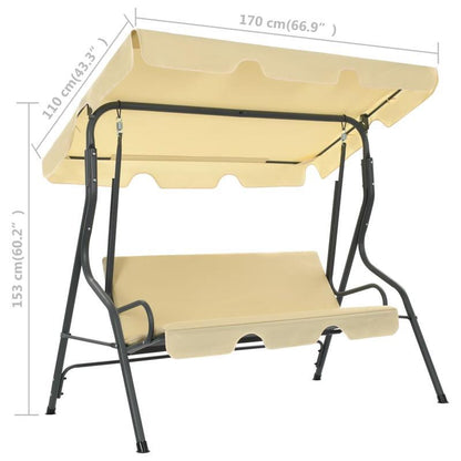 Schommelstoel – Schommelbank – Tuinbank – Schommelmeubel – Hangstoel – Off-White Kleur – 170x110x153 cm Groot – Comfortabele Wiegbeweging