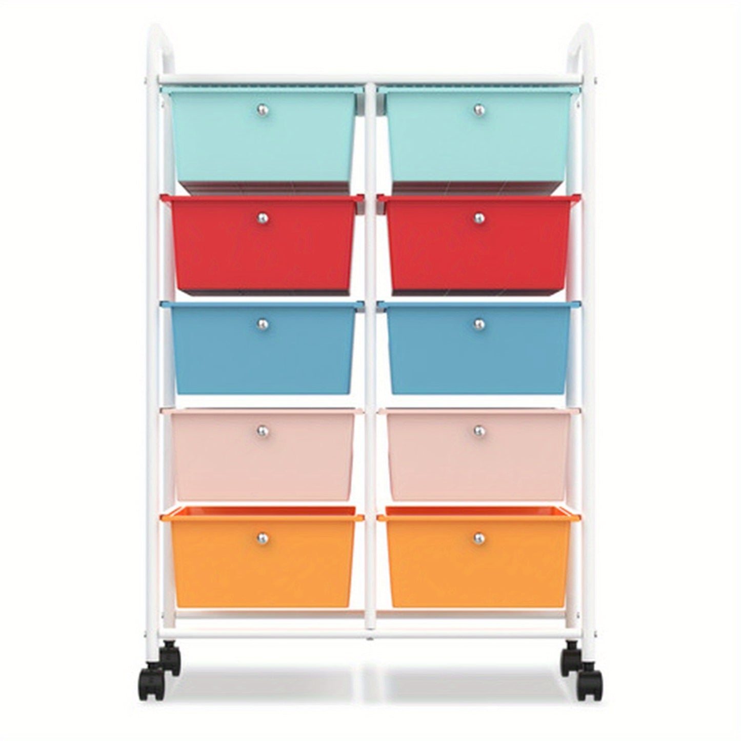 Make-up Trolley – Make-up Koffer – Beautykoffer – Cosmeticakoffer – Opbergtrolley – 10 Lades – Wieltjes – Compact Formaat – Wit Metalen Frame