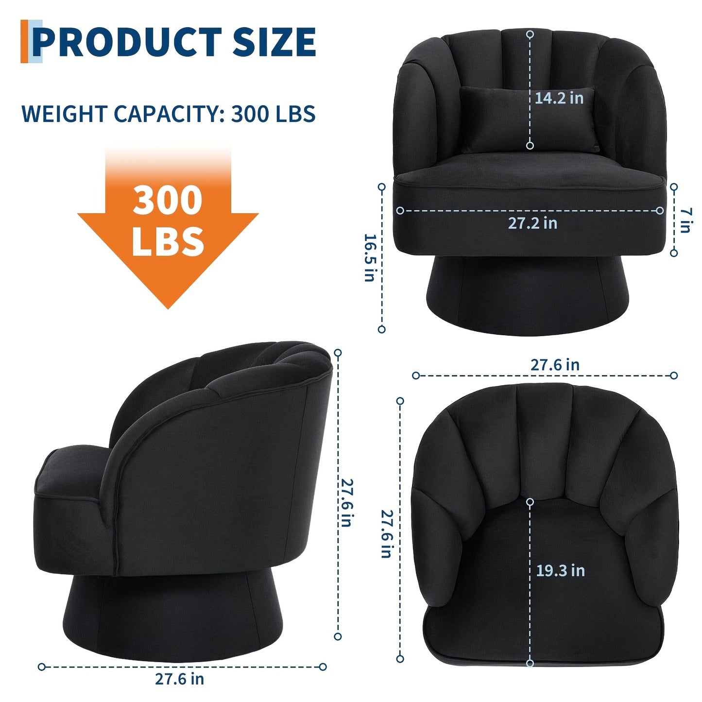 Draaifauteuil – Fauteuil – Loungestoel – Relaxstoel – Zitzak – 360° Draaibare Velvet Bekleding – Comfortabele Ergonomische Loungestoel