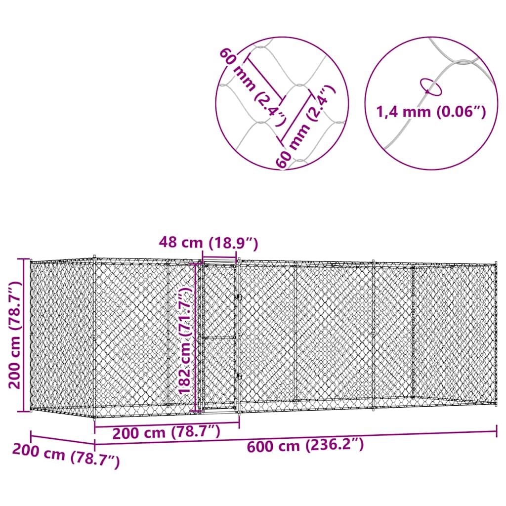 Hondenren – Puppyren – Hondenkennel – Konijnenren – Omheining – 6x2x2 Meter – Gegalvaniseerd Staal – Weerbestendig & Roestvrij