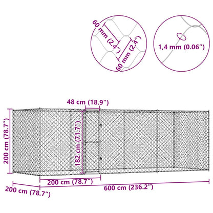 Hondenren – Puppyren – Hondenkennel – Konijnenren – Omheining – 6x2x2 Meter – Gegalvaniseerd Staal – Weerbestendig & Roestvrij