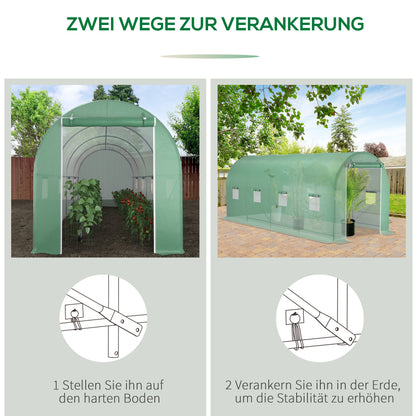 Kweekkas – Tuinkas – Broeikas – Tunnelkas – Moestuin Kas – 350x200x200 cm – Waterafstotende Folie – Mesh Ventilatieraam