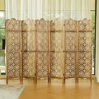 Houten Kamerscherm – Room Divider – Scheidingswand – Vouwscherm – Plaatsverdeler – 6 Panelen – Hardhout – Inklapbaar En Lichtgewicht